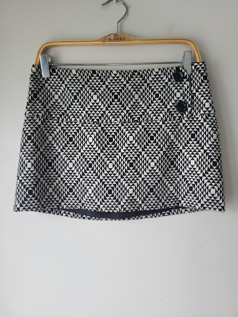 Zara Black & White Geometric Retro Vibe Cyber Mini Skirt